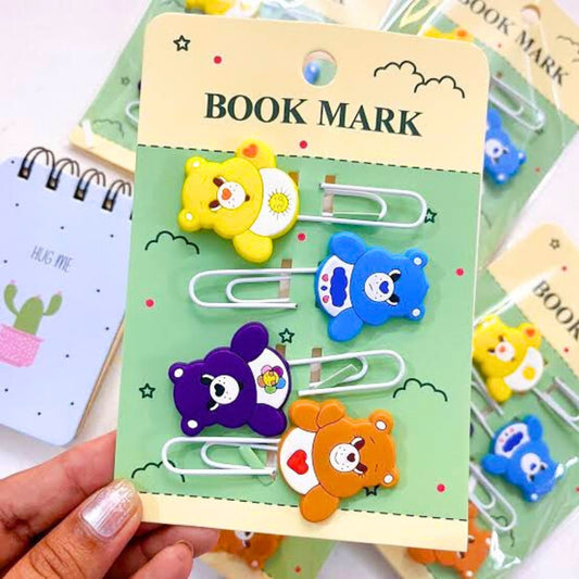 Bear Shape Bookmark Paper Clips –Assorted Colors (Pack of 4)