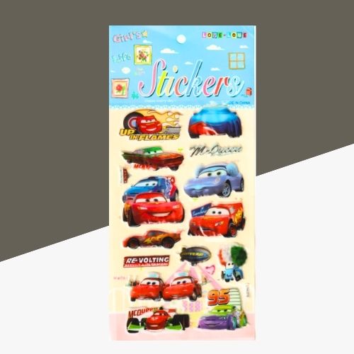 3D Cartoon Car Sticker for Kids - Fun & Colorful Designs