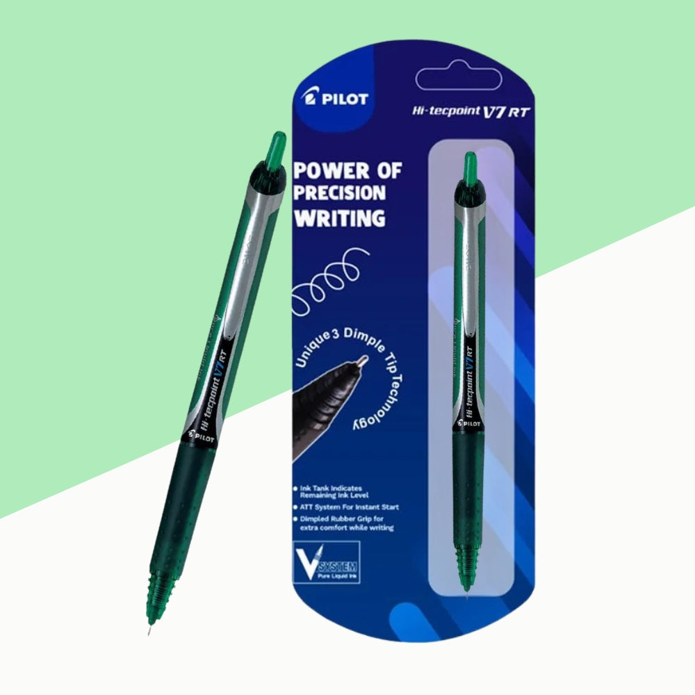 Pilot Hi-Tecpoint V7RT Roller Ball Pen- Green (Pack of 1)