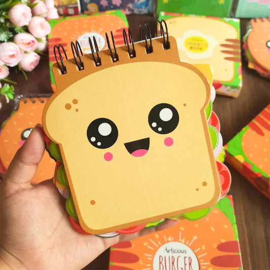 Cute Sandwich Shape Fancy Plain Diary - Unique and Stylish Notebook Unruled (Pack of 1)