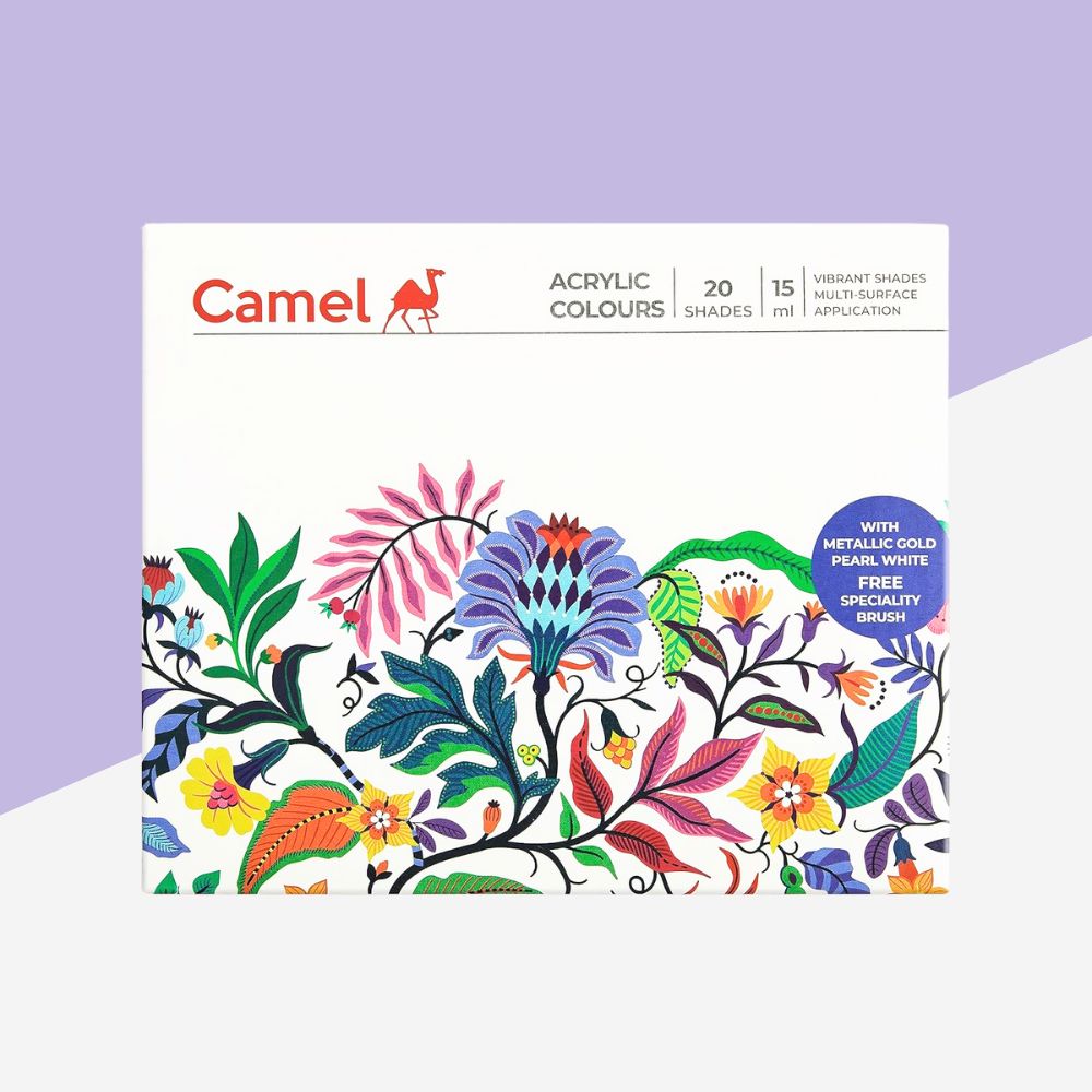 Camel Acrylic Ultra Colours Set –20 Vibrant  Multicolour shades (Pack of 20)