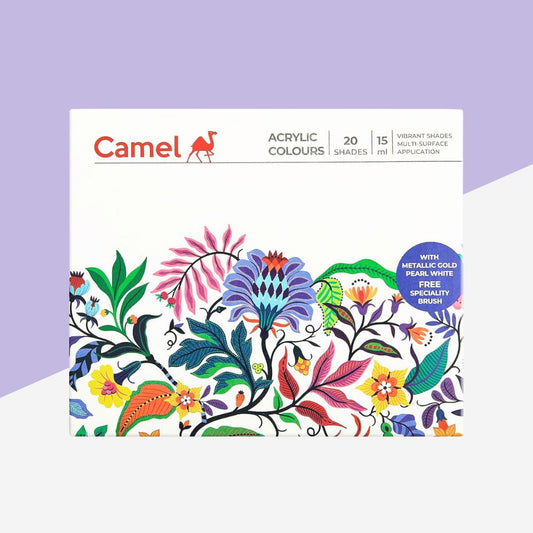 Camel Acrylic Ultra Colours Set –20 Vibrant  Multicolour shades (Pack of 20)
