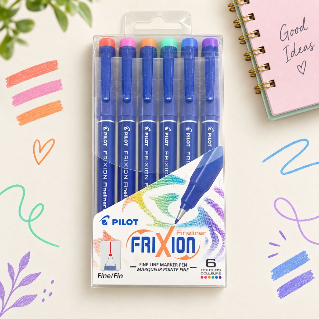 Pilot Frixion Fineliner Set of 6 Assorted Colours - Image 1