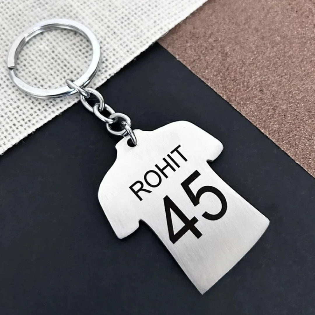 Metal Cricketer Jersey Rohit Keychain - Perfect Gift for Cricketer (Pack of 1)