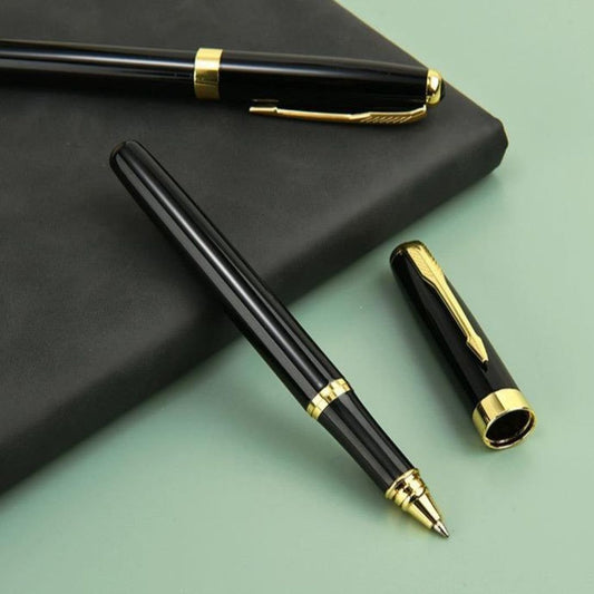 Classic Black Body Metal Ball Pen – Customizable Corporate Gift Pen - Blue (Pack of 1)