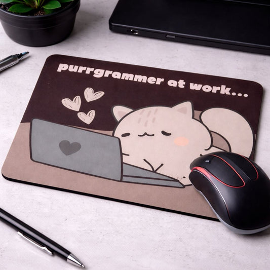 Purrgrammer at Work... New Design Mouse Pad – Foldable & Anti-Slip (Pack 0f 1)