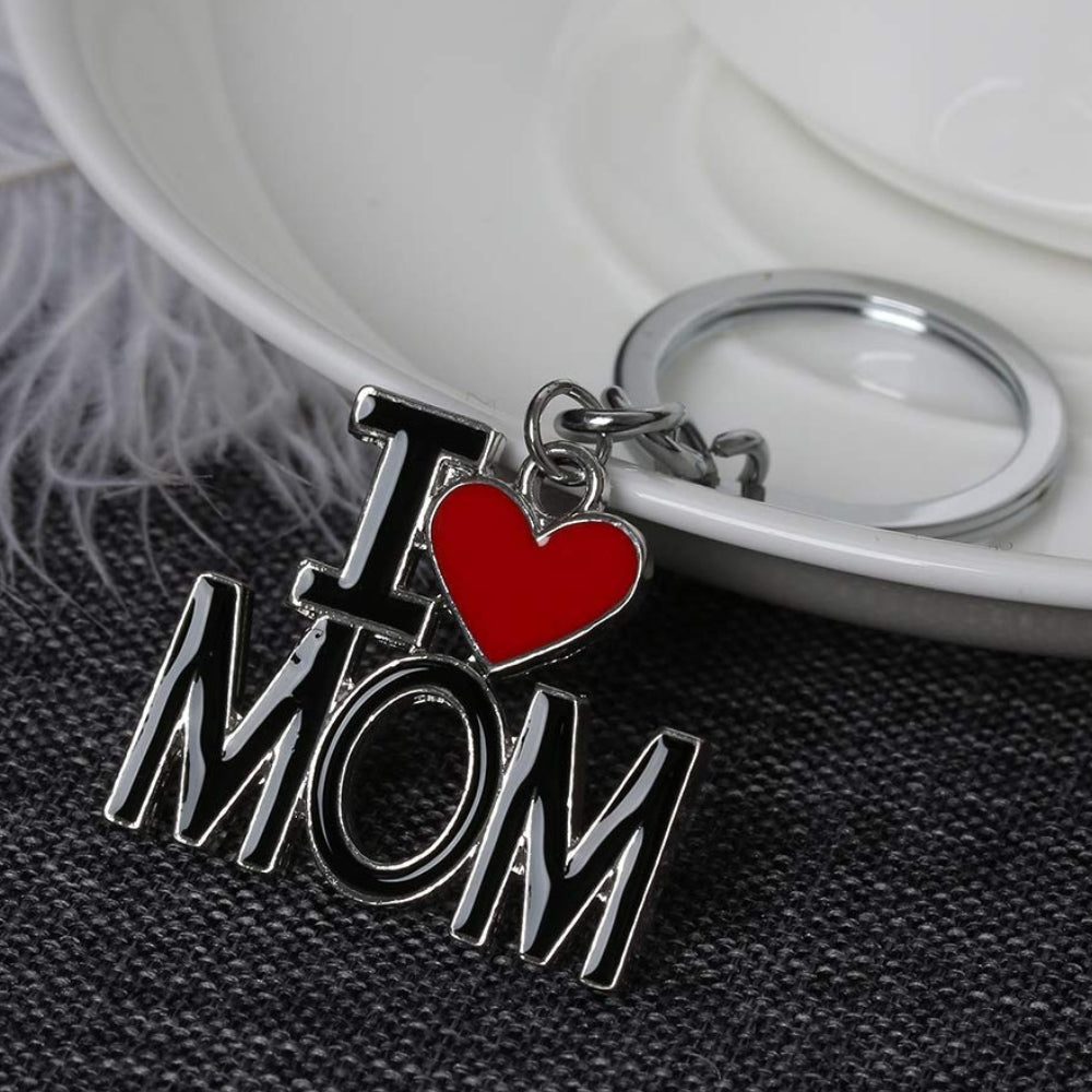 I Love Mom Cute Metal Keychain (Pack of 1)