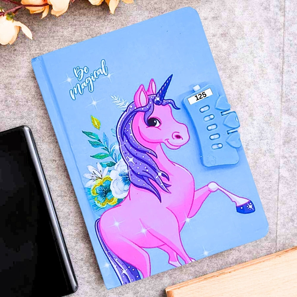 Unicorn Password Lock A5 Diary with Pen - Stylish & Secure Journal (Pack of 1)