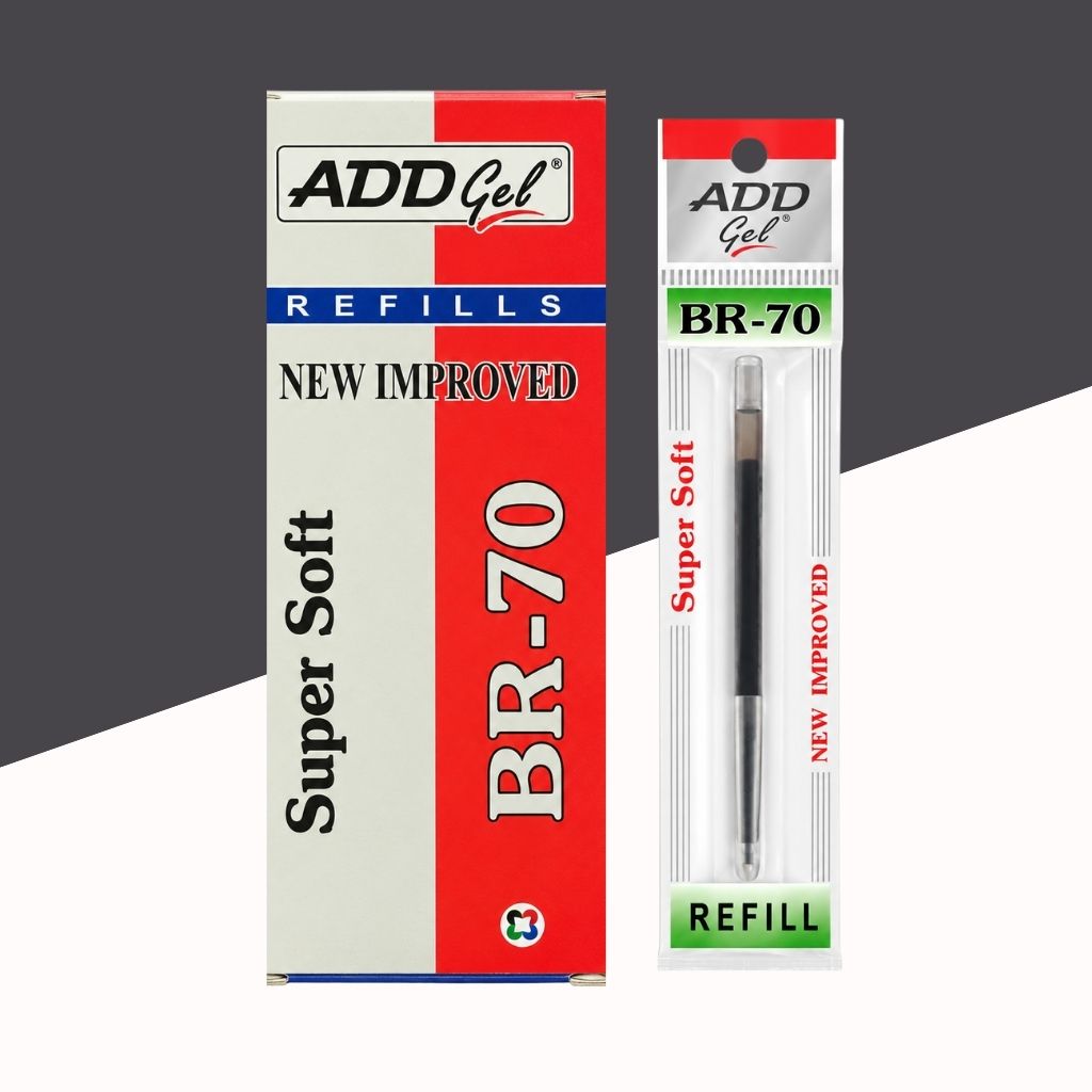 ADD Gel BR-70 Super Soft Ball Pen Refill - Black - Pack of 10