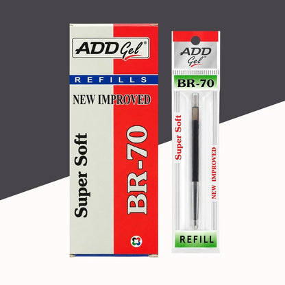 ADD Gel BR-70 Super Soft Ball Pen Refill - Black - Pack of 10