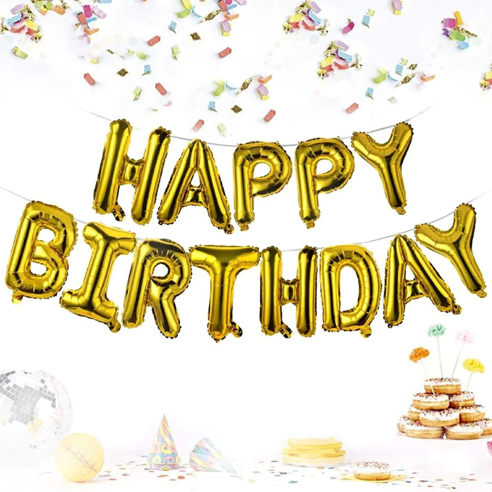 Golden Birthday Party Foil Banner Set – 13 Inch Letters (Pack of 1)