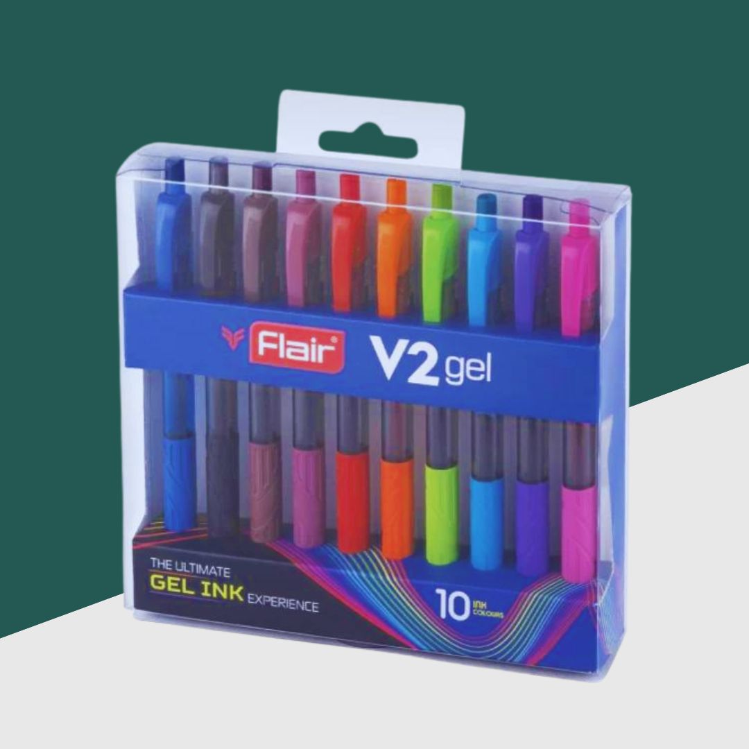 Flair V2 Gel Pen - Multicolor (Pack of 10)