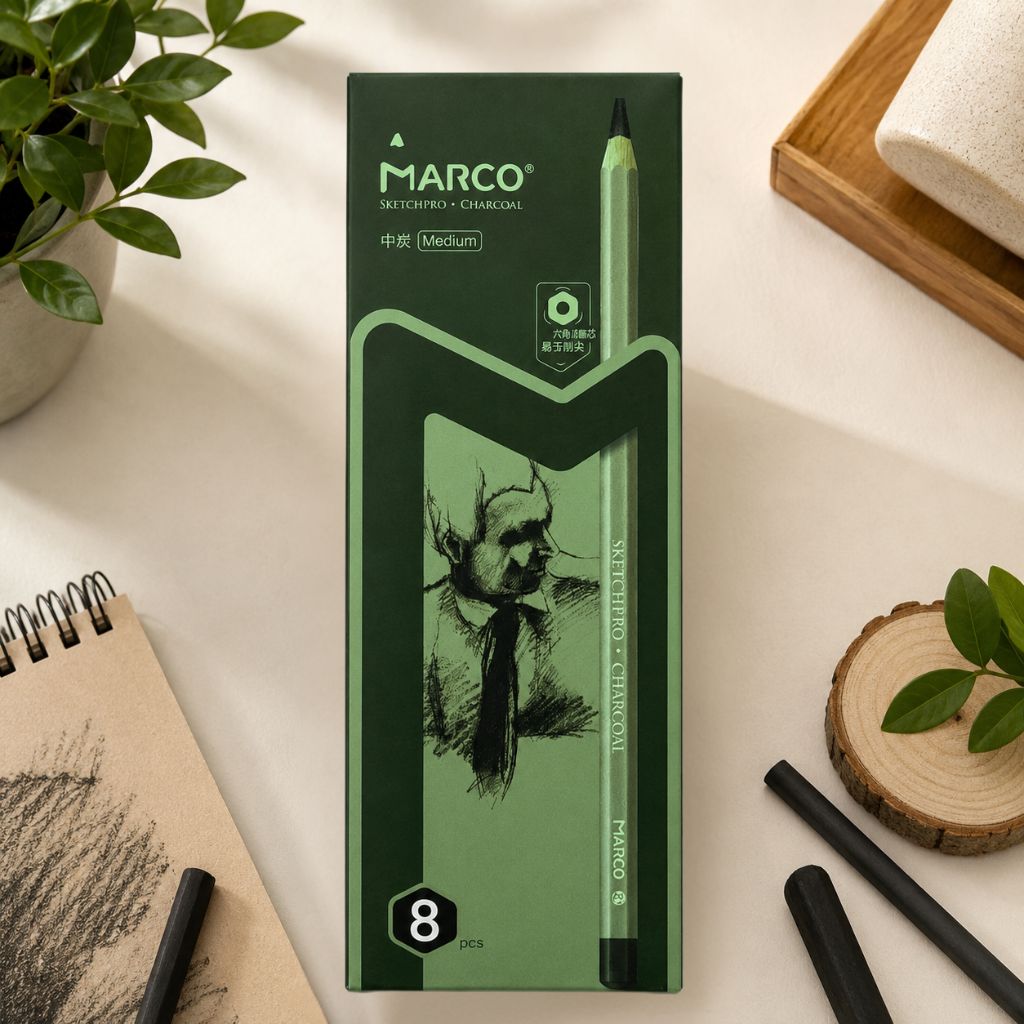Marco SketchPro  Charcoal Pencils  – Medium (Pack of 8)