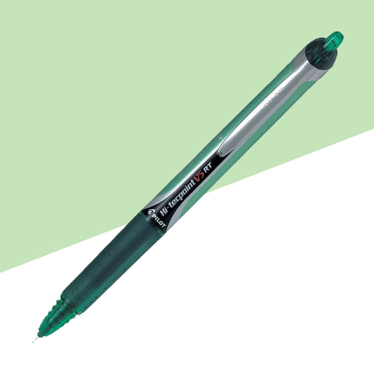 Pilot Hi-Tecpoint V5 RT Roller Ball Pen Green-0.5mm Extra Fine Tip (Pack of 1)