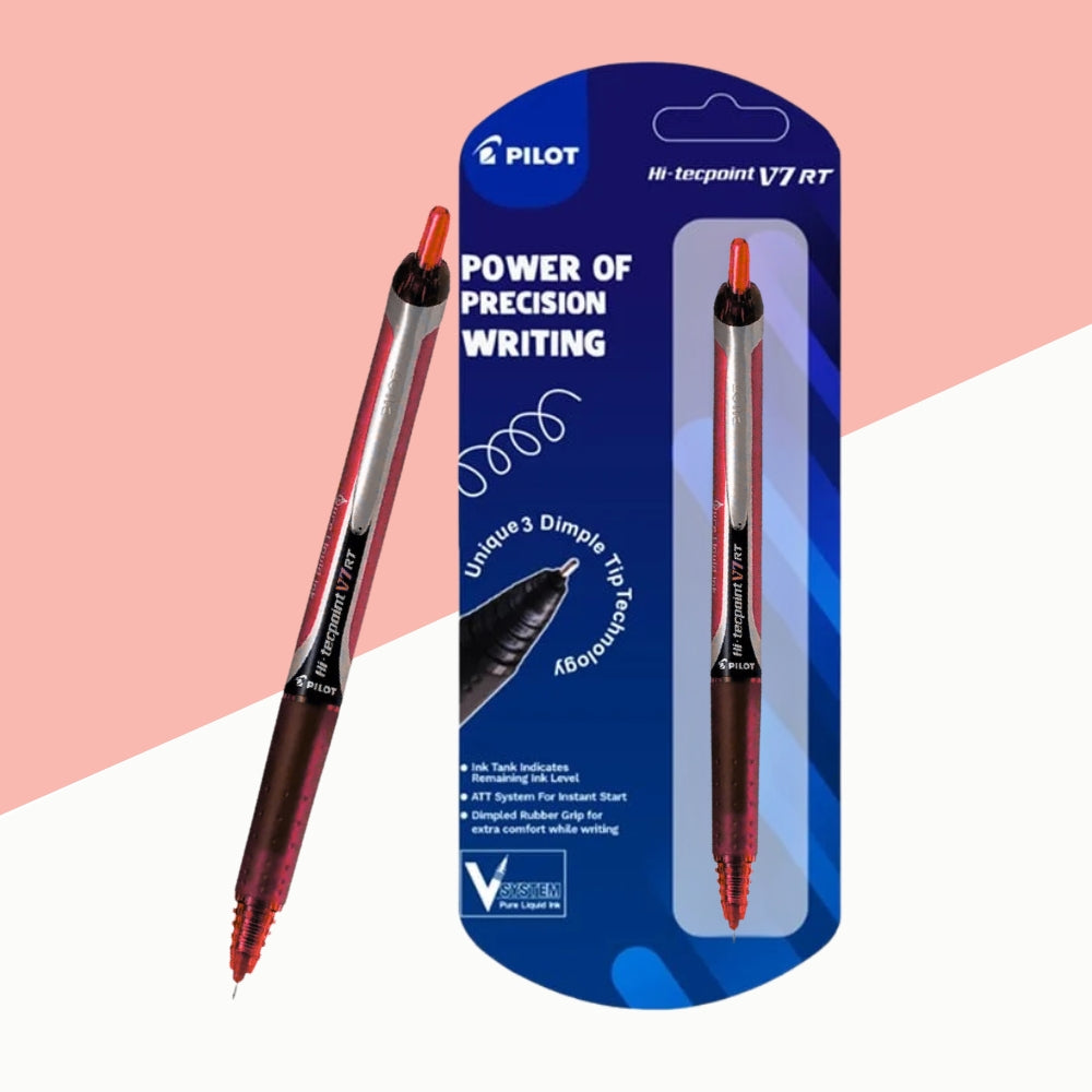 Pilot Hi-Tecpoint V7RT Roller Ball Pen- Red (Pack of 1)