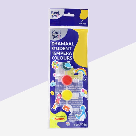 Kores Tempera Colours Set – 6 Shades with Brush (Pack of 1)