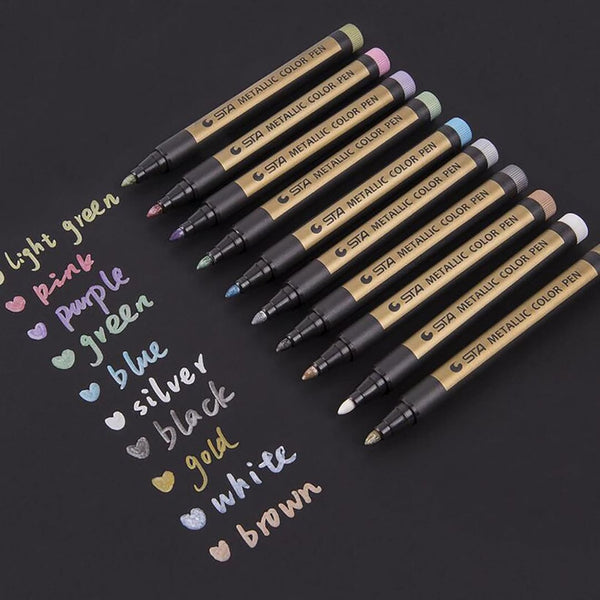 Metallic Color Marker Pen Bullet Tip (Pack of 10)
