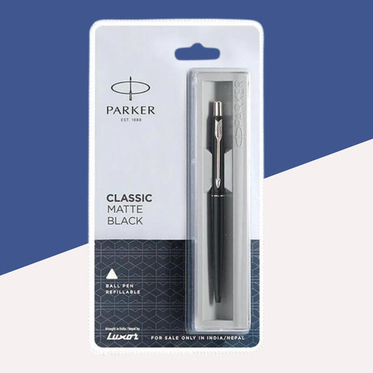 Parker Classic Matte Black Refillable Ball Pen - Blue (Pack of 1)