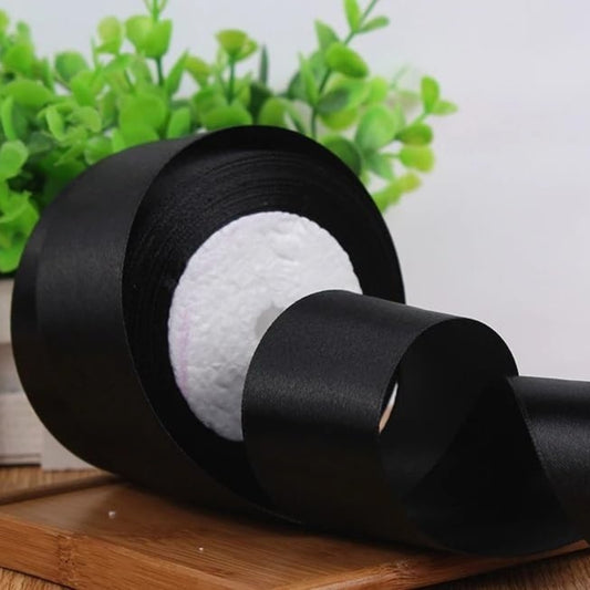 Cloth Ribbon - Black ( 1 inch ) : Perfect for Crafts and Decorations ( Pack of 1 )
