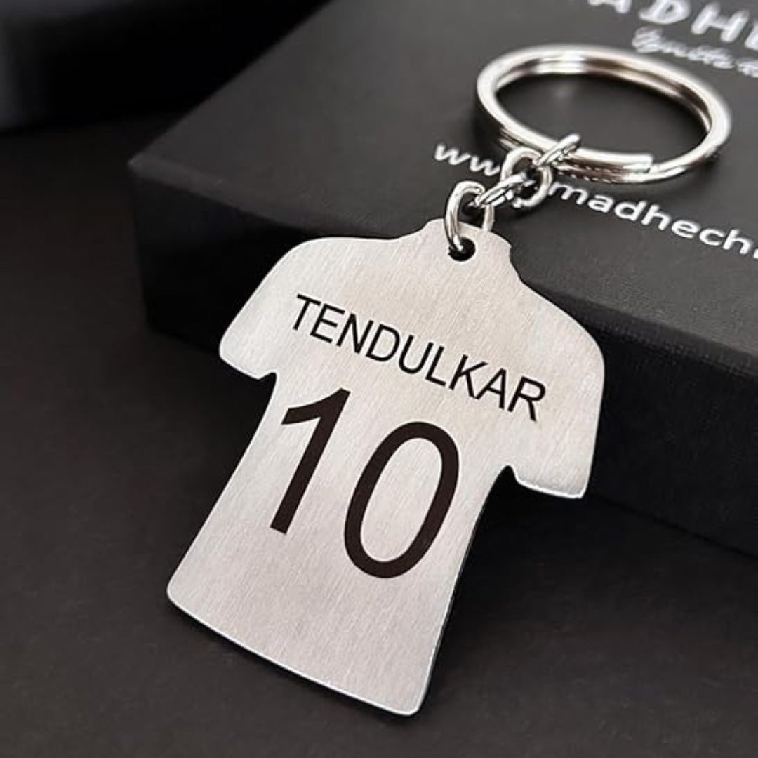 Metal Cricketer Jersey Sachin Tendulkar Keychain - Perfect Gift for Cricketer (Pack of 1)