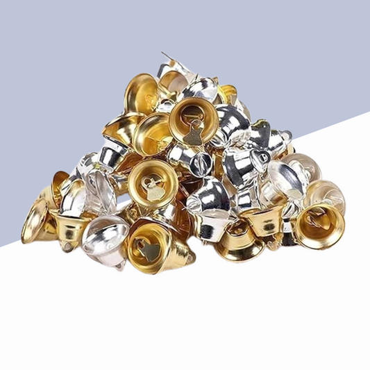 Decorative Bells - Golden & Silver Mix bells (50 Bells, Pack of 1)