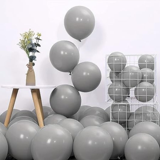 Party Balloons - Metallic Grey, Made from Natural Rubber Latex (Pack of 50)