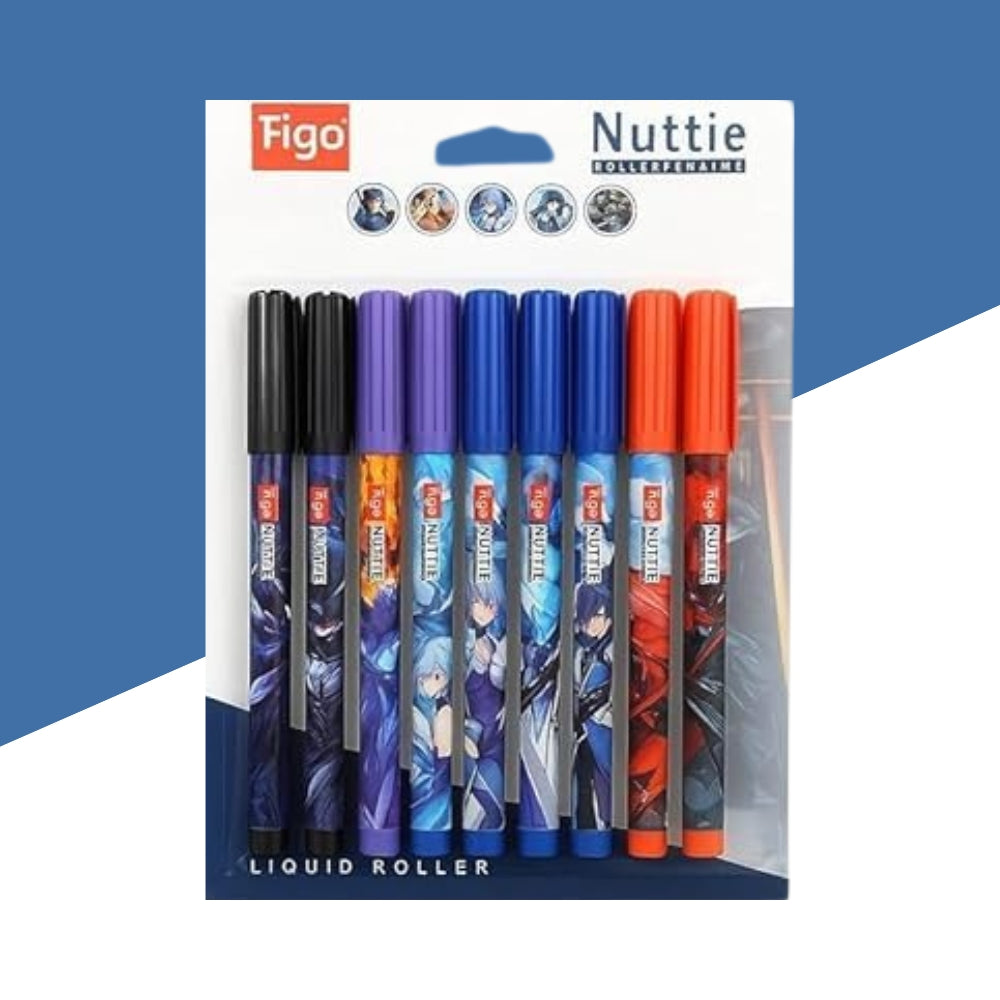(10 Pcs.) Figo Nuttie Liquid Roller Pen – Blue