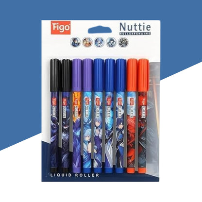 (10 Pcs.) Figo Nuttie Liquid Roller Pen – Blue
