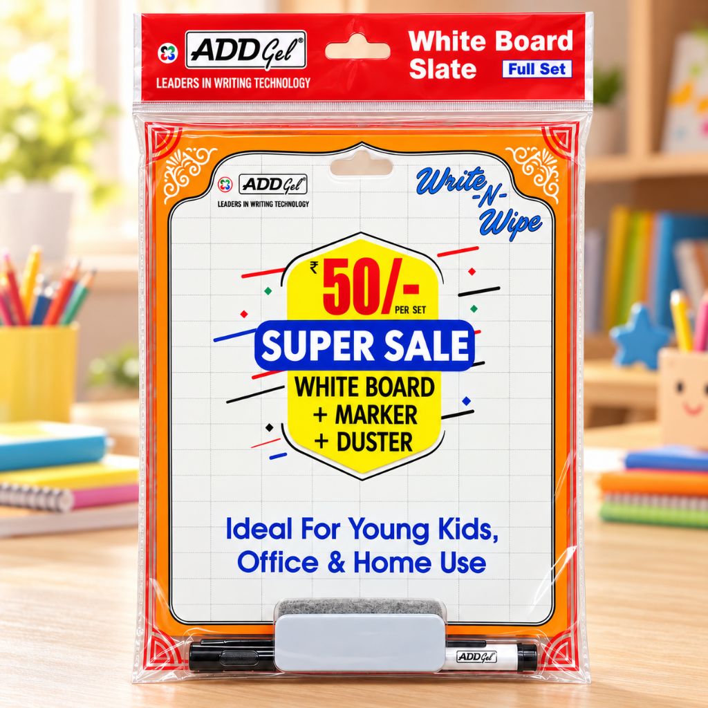 Add Gel White Board Slate Set with Marker & Duster - Image 1