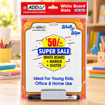 Add Gel White Board Slate Set with Marker & Duster - Image 1