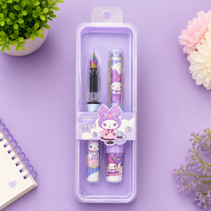 Cute Purple Theme Cartoon Fountain Pen Gift Set (Pack of 1)