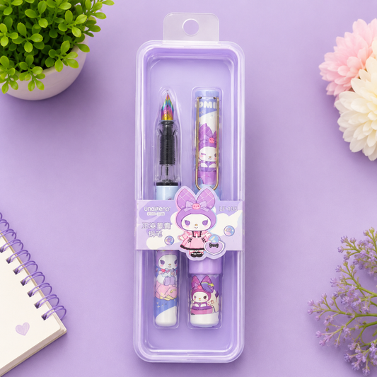 Cute Purple Theme Cartoon Fountain Pen Gift Set (Pack of 1)
