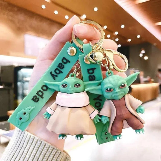 3D Rubber Silicone Baby Yoda Cartoon Keychain (Pack of 1)