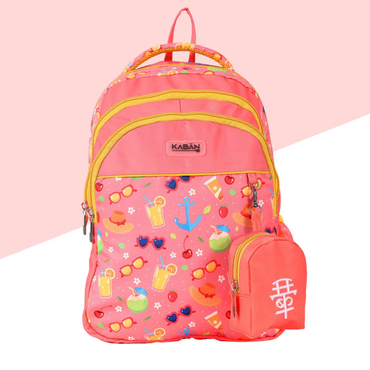 Kaban Pink Summer Backpack – 20L Stylish &Durable Bag for School & Travel (Pack of 1)