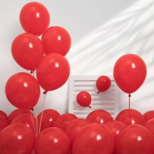 Party Balloons - Red Metallic, Made from Natural Rubber Latex (Pack of 50)