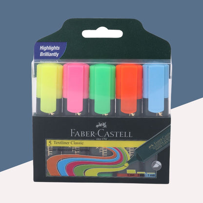 Faber-Castell Textliner: Bright, Versatile, and Refillable Highlighters - Assorted ( Pack Of 5 ) - Topperskit LLP