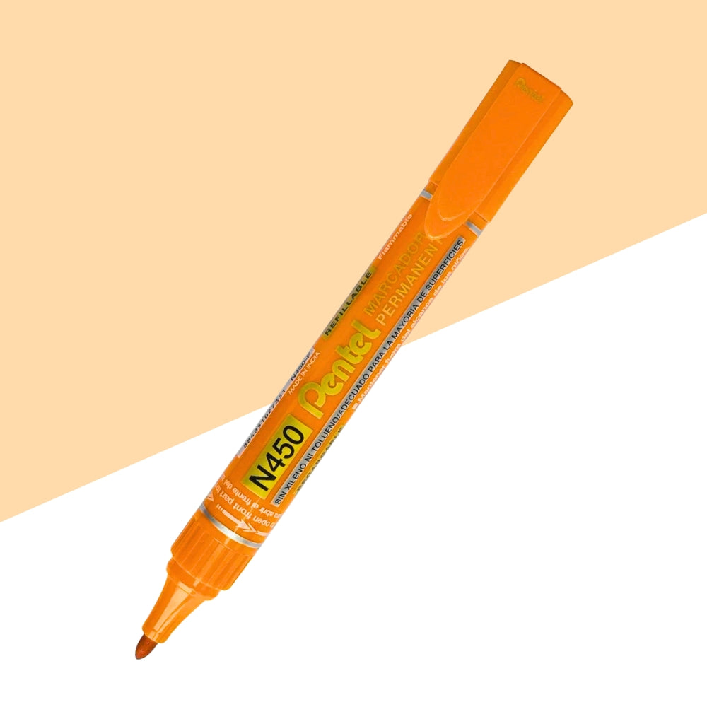 Pentel N450 Permanent Marker – Orange Ink (Pack of 1)