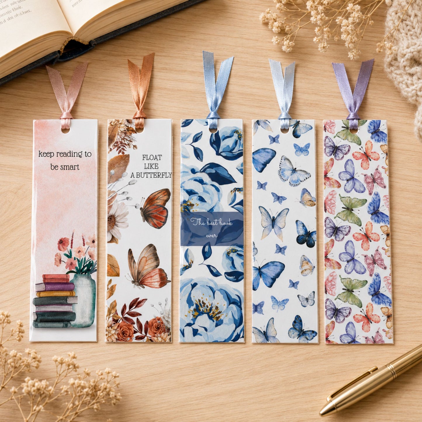 Premium Quality Laminated Waterproof Bookmarks (Pack of 5)