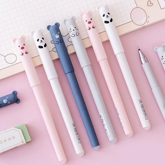 Lex Erasable Blue Pen with Cute Panda Design Cap (Pack of 1)