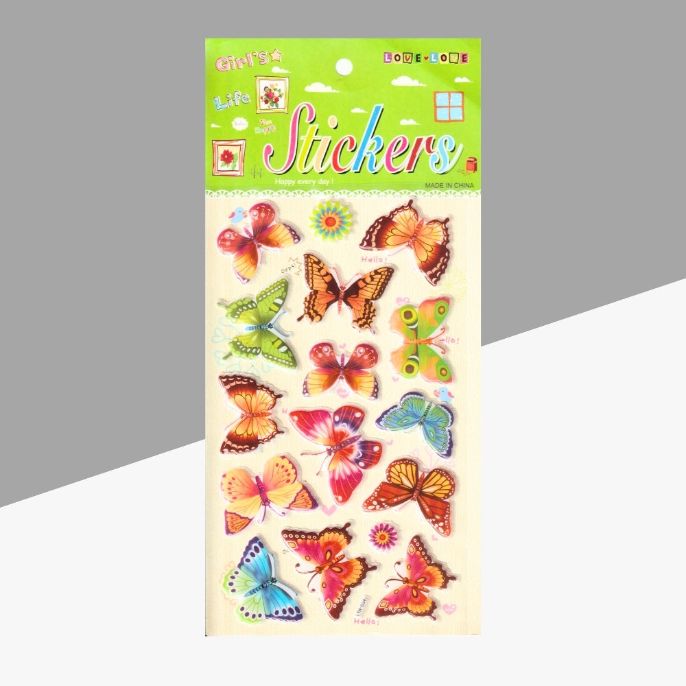 3D Colorful Butterfly Cartoon Sticker for Kids - Fun & Colorful Designs (Pack of 1)