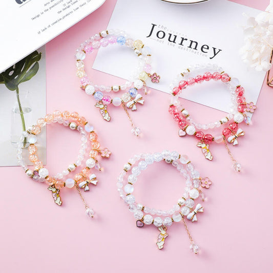 Colorful Crystal Beaded Bracelet – Elastic Design with Cute Box Packing (Pack of 1)