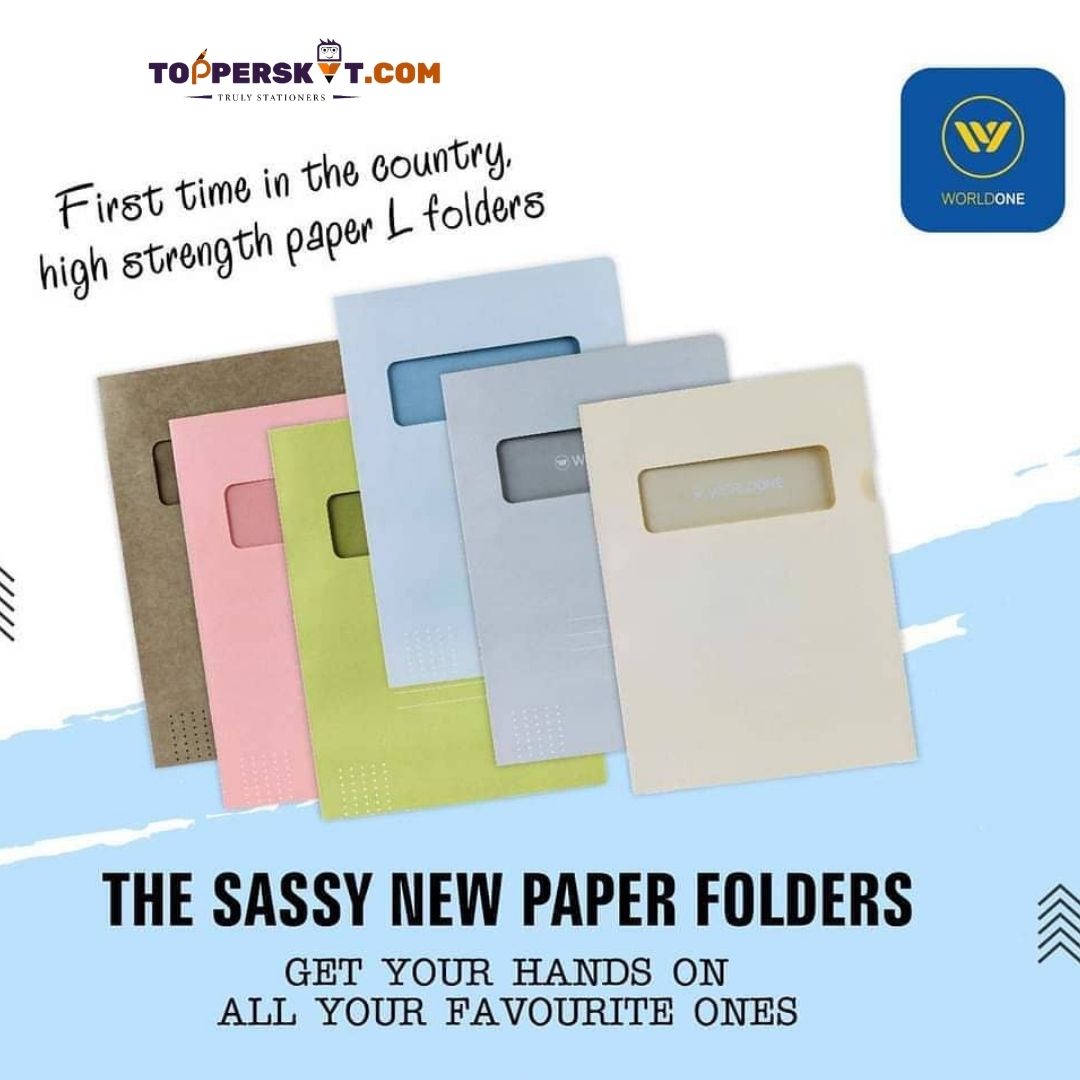 WorldOne L Folder - Assorted: Stylish and Functional Loose Paper Organization ( Set of 5 ) - Topperskit LLP