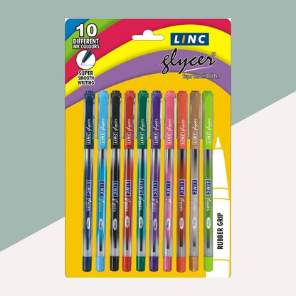 Linc Glycer Multi Ink Colour Ball Pens - Multicolour A Celebration of Class with Advanced Features and Versatile Writing Experience ( Pack of 10 ) - Topperskit LLP