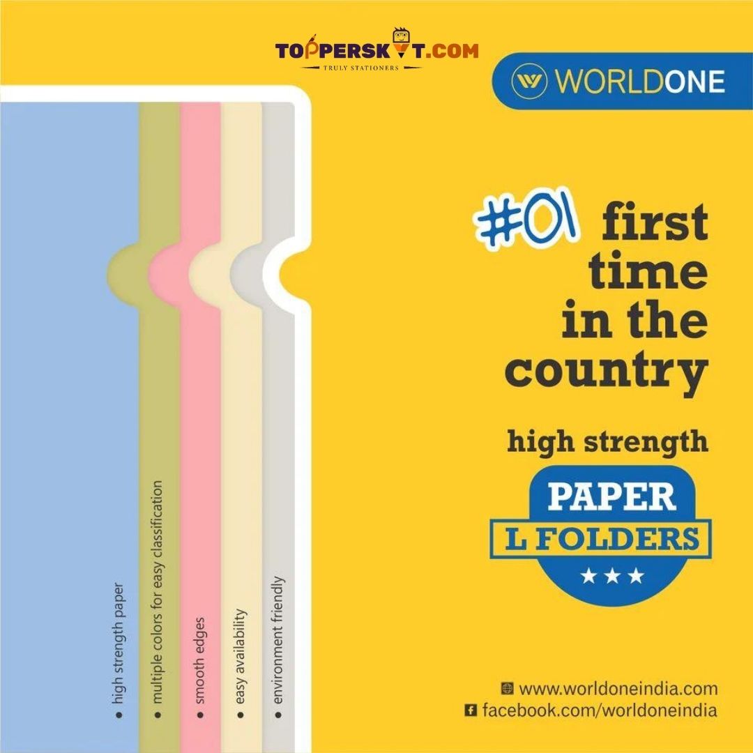 WorldOne L Folder - Assorted: Stylish and Functional Loose Paper Organization ( Set of 5 ) - Topperskit LLP