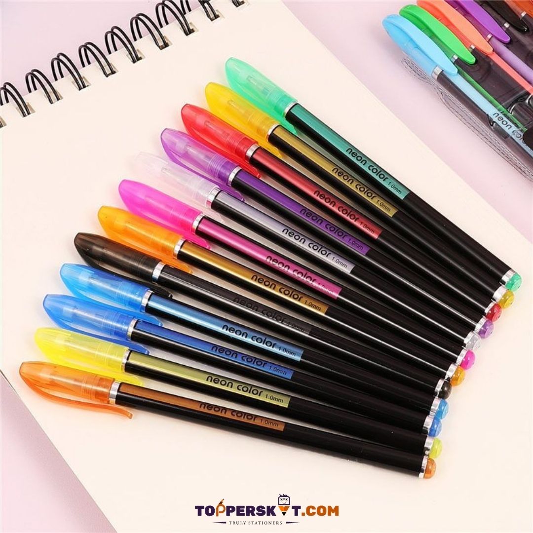 Sparkling Neon Color Glitter Pen Set: Add Radiance to Your Creations ( Pack of 12 ) - Topperskit LLP