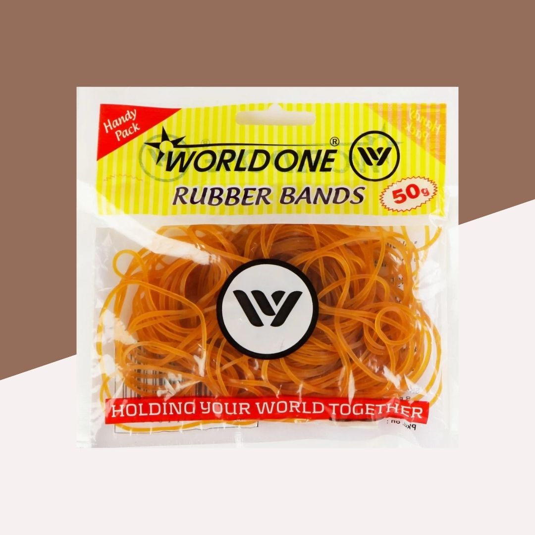 WorldOne Natural Rubber Bands – 50 Grams: Eco-Friendly and High-Elastic Stationery Essential ( Pack of 1 ) - Topperskit LLP