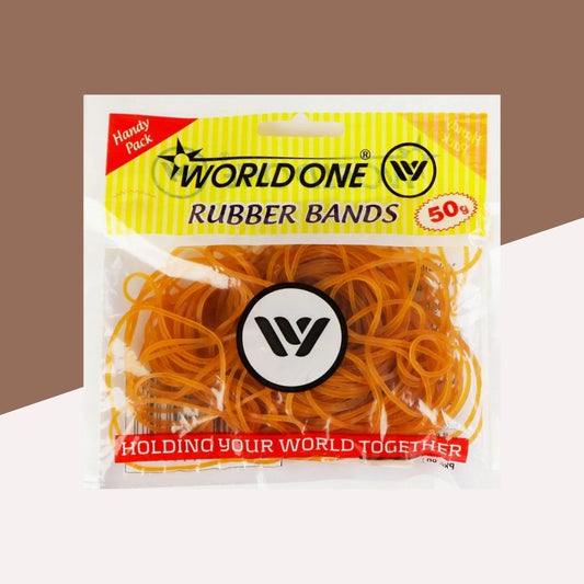 WorldOne Natural Rubber Bands – 50 Grams: Eco-Friendly and High-Elastic Stationery Essential ( Pack of 1 ) - Topperskit LLP