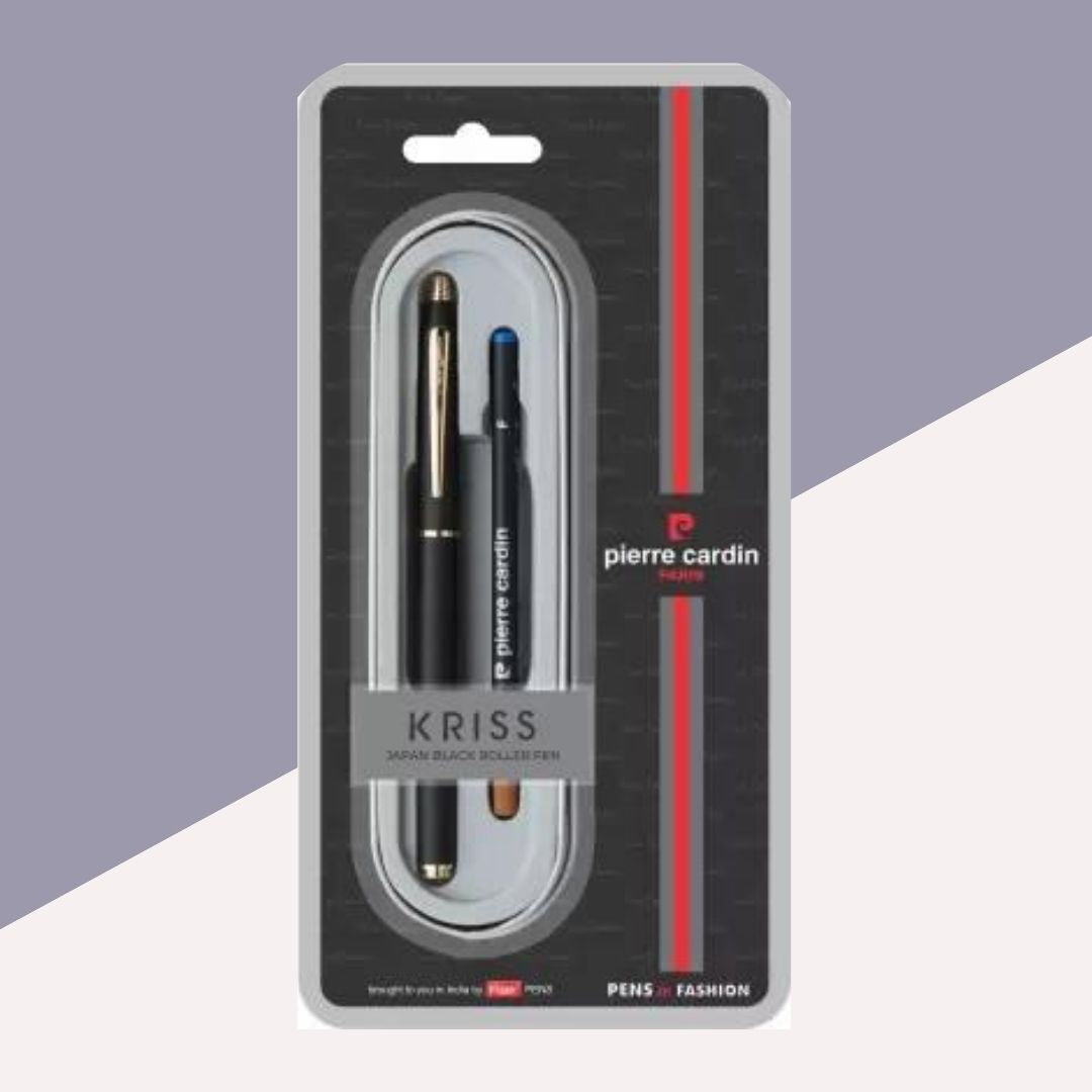 Pierre Cardin Kriss Japan Black Exclusive Roller Ball Pen – A Fusion of Elegance and Precision ( Pack of 1 ) - Topperskit LLP