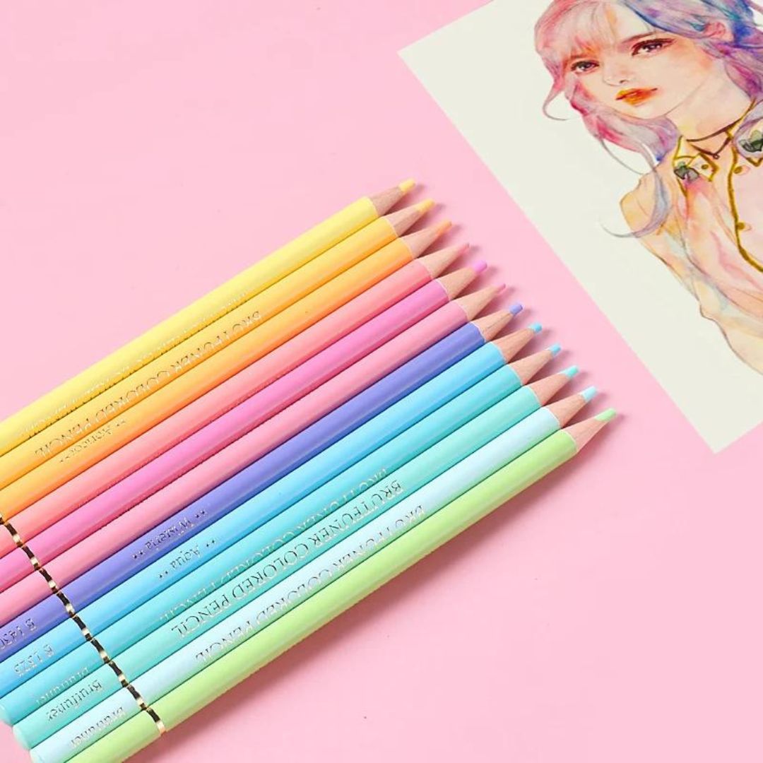 Vibrant Pastel Pencil Colours - Pack of 12 for Artistic Delight - Topperskit LLP