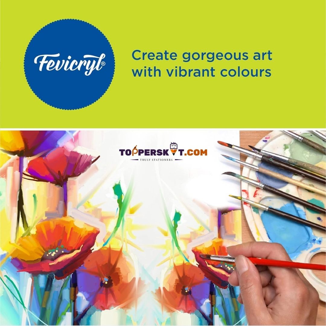 Fevicryl Acrylic Colours -  Vibrant Shades : Ignite Your Artistic Passion with Quick-Drying Brilliance ( Pack of 10 ) - Topperskit LLP